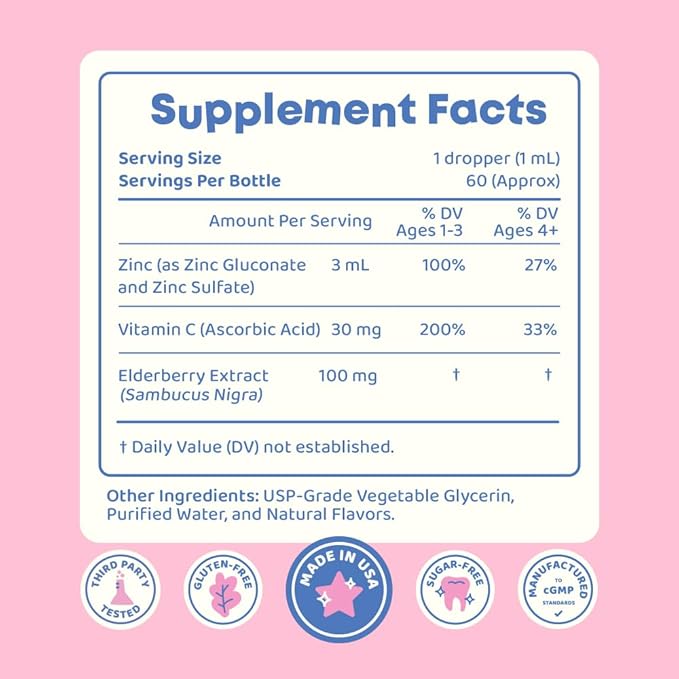 JoySpring Liquid Vitamin D3 with K2 - Immune Support and Zinc Supplements for Kids - Elderberry &amp Zinc Liquid
