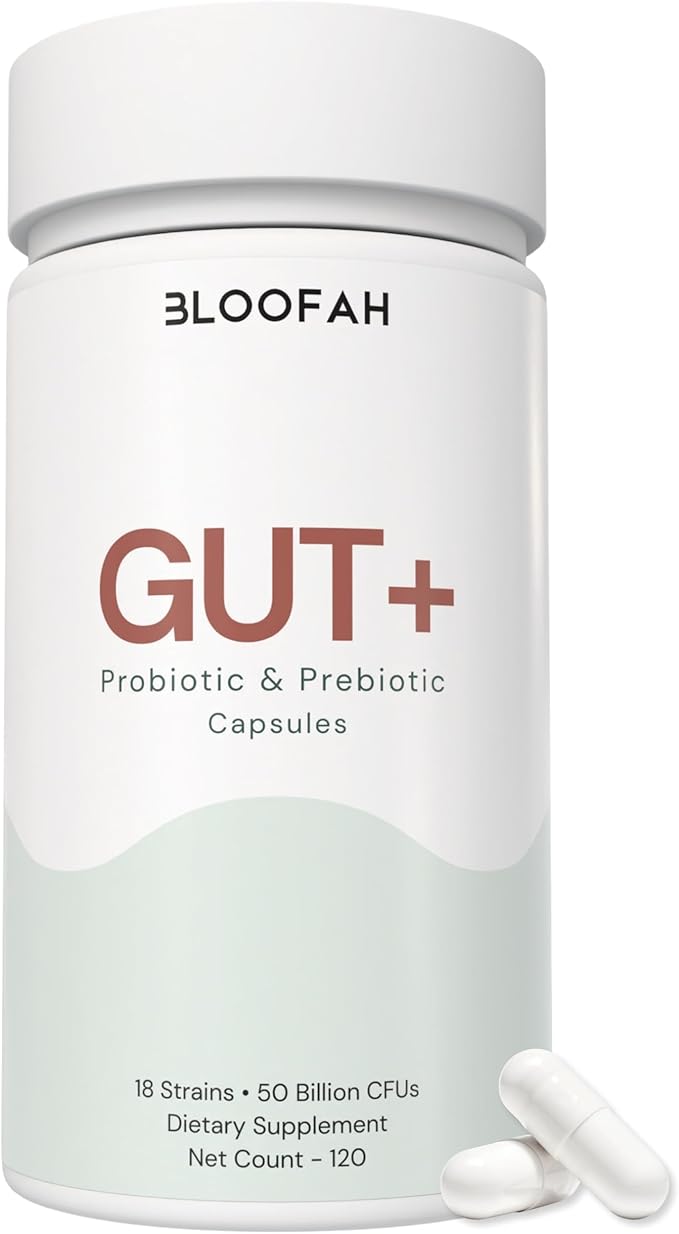 Gut+ Probiotic &amp Prebiotic Capsules for Women – 50 Billion CFU 18 Strain Formula with Cranberry Extract – Daily Gut Digestive &amp Balance Support – Clean Label Supplement – 120 Capsules