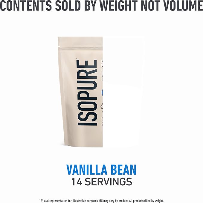 Isopure Low Carb 100% Pure Whey Isolate Protein Powder Lactose Free Gluten Free With Vitamins Vanilla Bean 25g Protein Per Serving 1 Lb 14 Servings (Packaging May Vary)