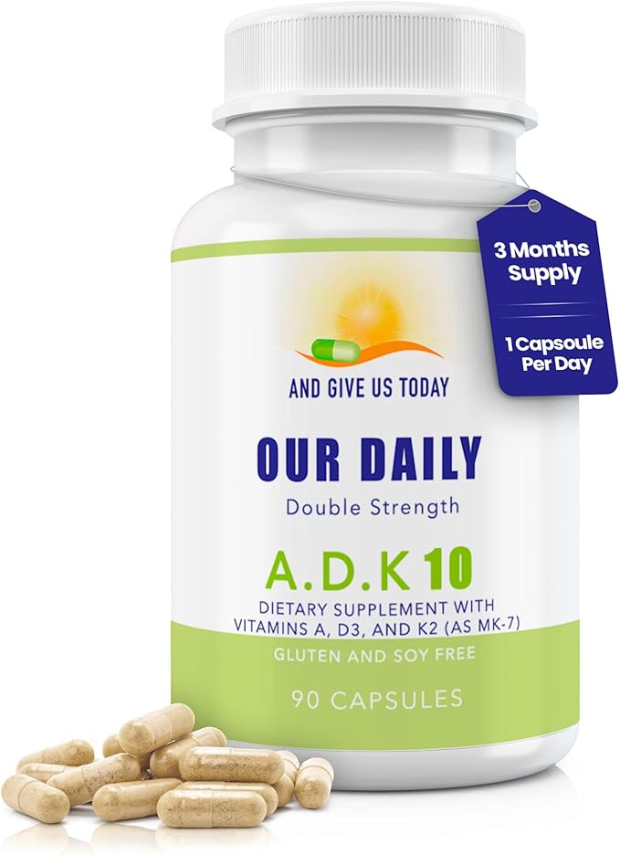 Daily Vites ADK 10 - ADK Vitamin Supplement - High Potency Vitamin A D3 10000 IU &amp K2 (MK-7) - Physician Formulated for Bone Heart &amp Immune Support - Non-GMO Gluten Free - 90 CT (3-Month S