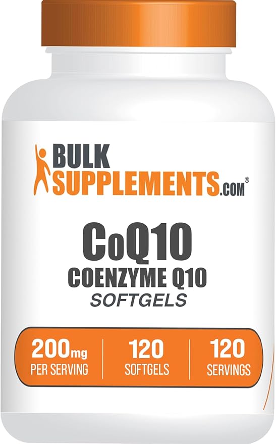 BulkSupplements.com CoQ10 200mg Softgels - for Heart Health Coenzyme Q10 200mg Supplement Gluten Free 1 Softgel per Serving 120 Count (Pack of 1)