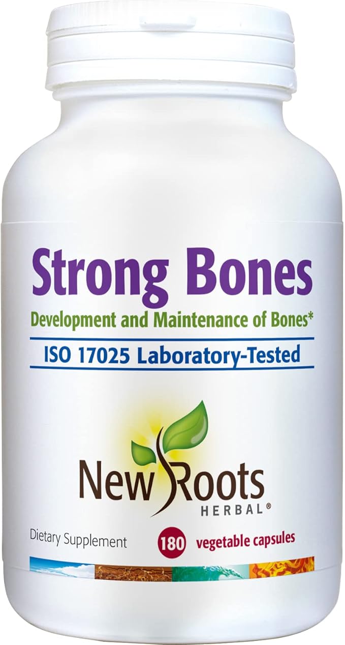 Strong Bone Support Supplement – 22-in-1 Calcium Magnesium &amp Vitamin D3 + K2 Formula with Glucosamine &amp Zinc Enhanced Absorption Skeletal Health Capsules 180 Veg Caps | NEW ROOTS HERBAL