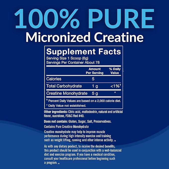 BodyTech Creatine Monohydrate Powder - Fruit Punch Flavor to Enhance Muscle Strength Power and Workout Performance - Supports Muscle Recovery and Growth (16.5 oz / 78 Servings)