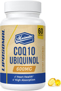 Liposomal CoQ10 Ubiquinol 600mg Softgels|Superior Absorption Ubiquinol CoQ10 Supplement|Powerful Active Antioxidant Form of Coenzyme Q10|Heart Function &amp Energy Production|60 Softgels