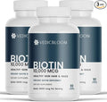 Biotin Capsules 10000 mcg High Potency 60 Vegan Capsules for Healthy Hair Skin and Nails Gluten Free Non GMO (3 180 Capsule)