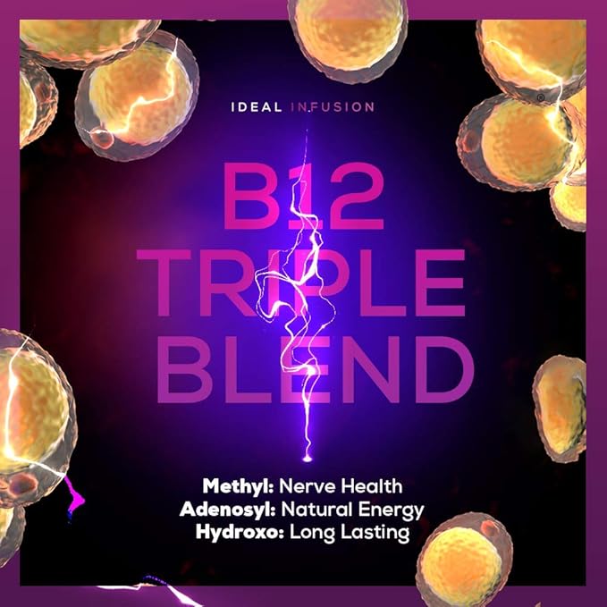 Ideal Infusion B-Bomb Triple B12 Vitamin Liquid Spray: Methylcobalamin Adenosylcobalamin Hydroxocobalamin - Nerve Health and Energy Booster- 5000 mcg Keto Sugar Free (Organic CinnaPlum)