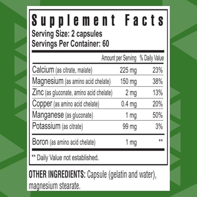 Youngevity Bio Calcium™ - Bioavailable Chelated Calcium + Magnesium Zinc Copper Potassium Boron - Absorbable Bone Support Supplement - (120 Capsules)