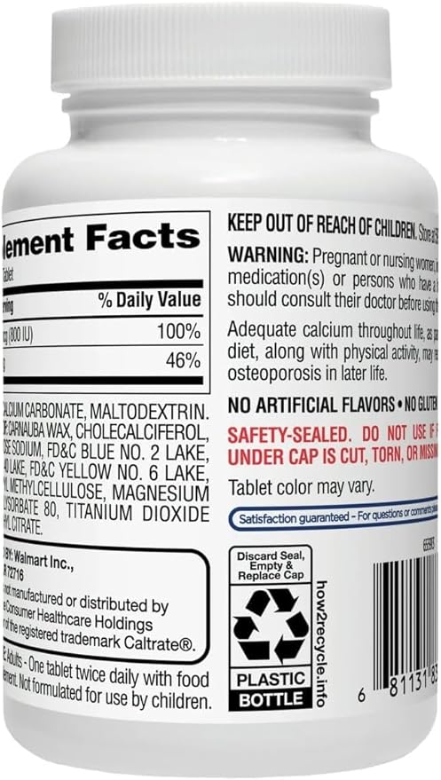 Calcium 600 mg + Vitamin D3 Daily Bone Support Bundle – Calcium Supplement with Vitamin D for Bone &amp Teeth Health Muscle Function &amp Immune Support 120