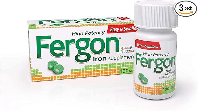 Fergon Iron Supplement Tablets 100 Count (Pack of 3) by Fergon