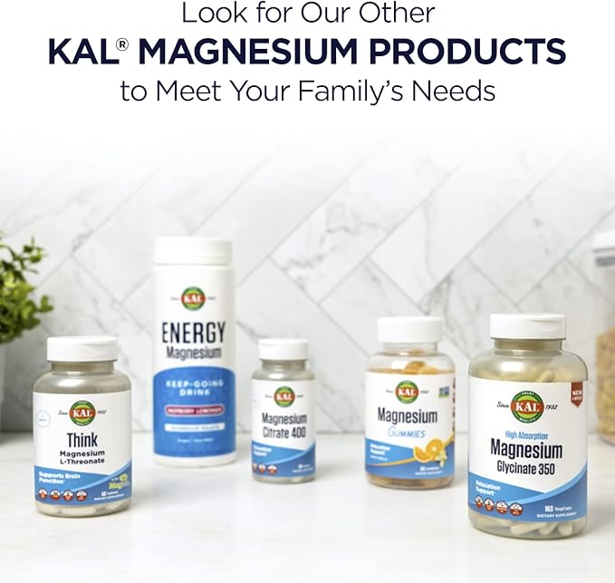 KAL Magnesium Glycinate ActivGels 315mg High Absorption Magnesium Supplement for Muscle Nerve &amp Bone Health Support Non-GMO Gluten Free 30 Servings 90 Softgels