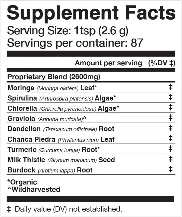 Anima Mundi Apothecary Super Greens Powder - Liver Vitality - Organic Superfood Greens &amp Herbal Prebiotics for Liver Detox Cleanse &amp Support - with Fair Trade Dandelion Milk Thistle &amp Mo