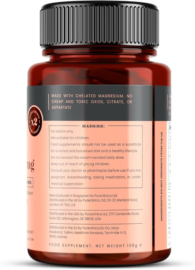 Double Strength Magnesium Sleep Complex 1500mg x 90 Caplets – 247mg Elemental Magnesium – Bis-Glycinate Malate L-Taurate &amp L-Theanine - 3 Months Supply