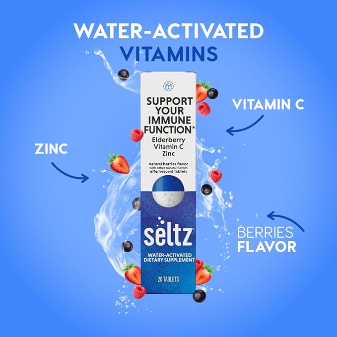 Seltz® D-fense &amp D-Light Pack - Vitamin D + Immune Support Effervescent Vitamins (Soak up The Sun + Support Your Immune Function) with Vitamin D3 (5000 IU) Elderberry Vitamin C and Zinc