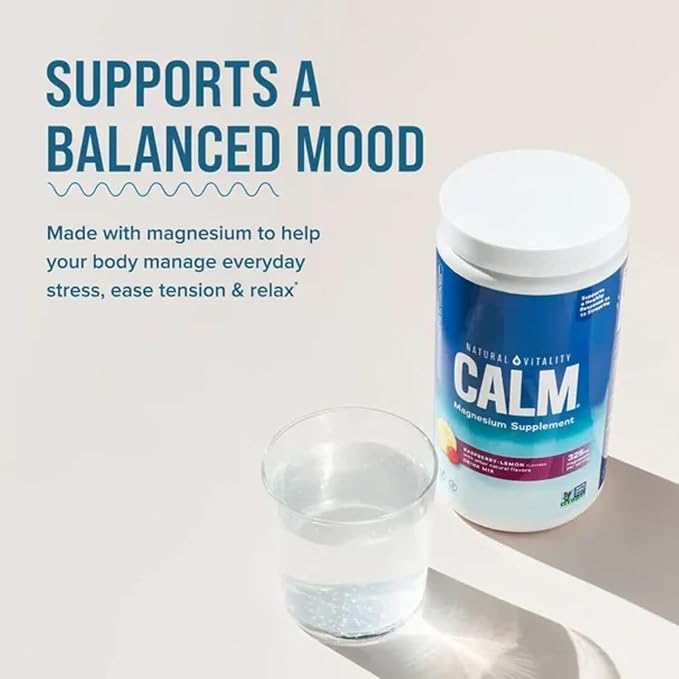 Natural-Vitality Calm Magnesiun Citrate Powder Raspberry Lemon Flavor 20 Ounces+ VSL Sticker