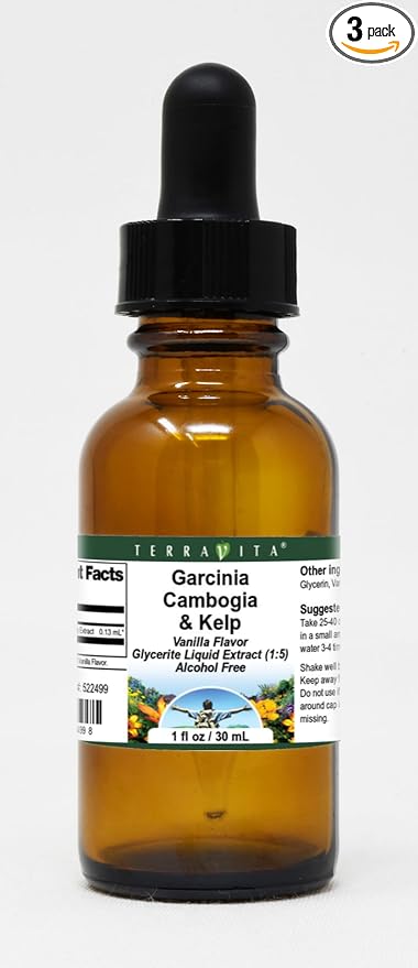 Garcinia Cambogia &amp Kelp Glycerite Liquid Extract (1:5) - Vanilla Flavored (1 oz ZIN: 522499) - 3 Pack