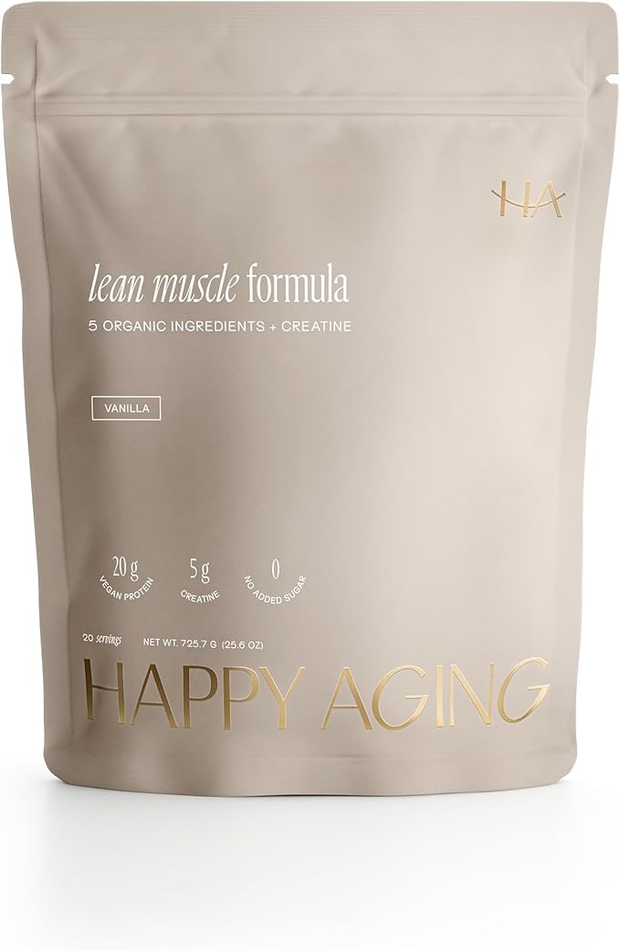 Happy Aging Protein Powder for Women 20g Organic Pea &amp Pumpkin Seed Protein 5g Creatine Monk Fruit Sweetened Organic Cocoa &amp Chia Vegan Plant Based Protein