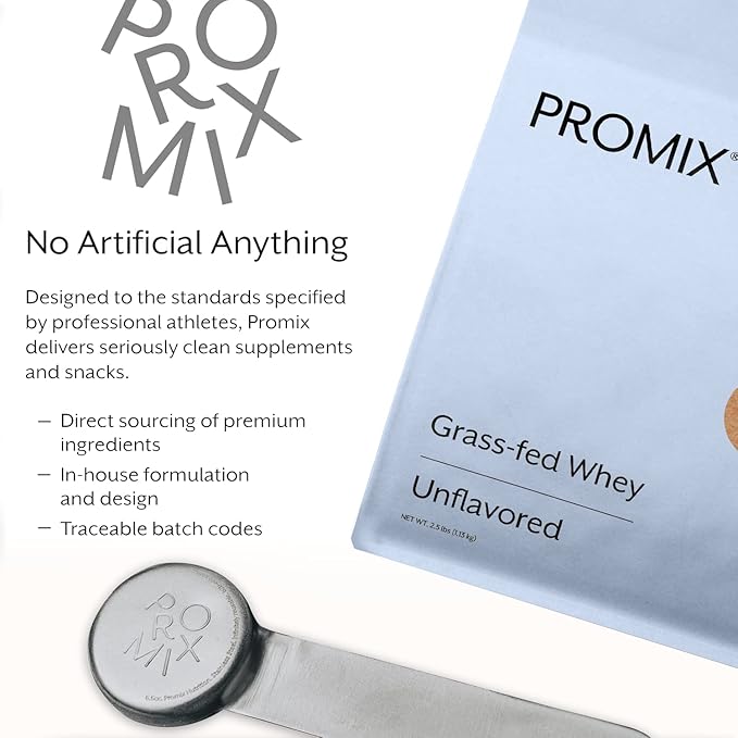 ProMix Nutrition Whey Protein Powder Unflavored - Grass-Fed - ­Post Workout Fitness &amp Nutrition Shakes Smoothies Baking &amp Cooking Recipes - Gluten-Free &amp Keto-Friendly - 5 Pound (Pack o