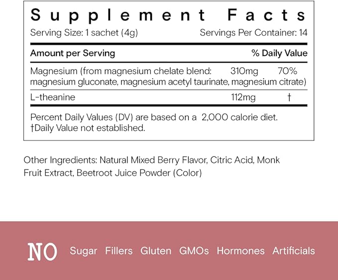 Moon Juice Magnesi-Om Magnesium Powder Supplement - Chelated Magnesium Complex + L-Theanine Blend for Rest Relaxation &amp Regularity - Vegan Non-GMO &amp No Sugar Berry Sticks 0.14 oz 18 Servi