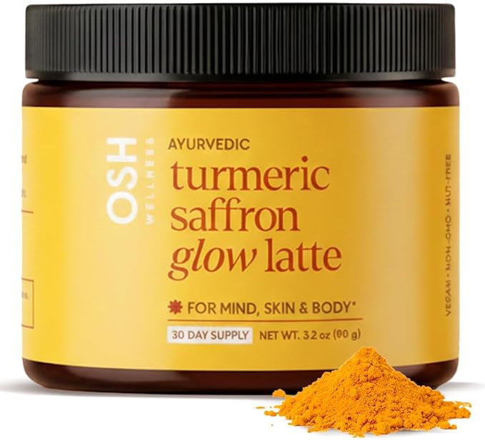 Turmeric Saffron Glow Latte | Calm Nights &amp Radiance Support* | Golden Milk with Kashmiri Saffron Ginger Turmeric &amp Acerola Vitamin C | Caffeine-Free Daily Ritual | Ayurvedic Drink Mix