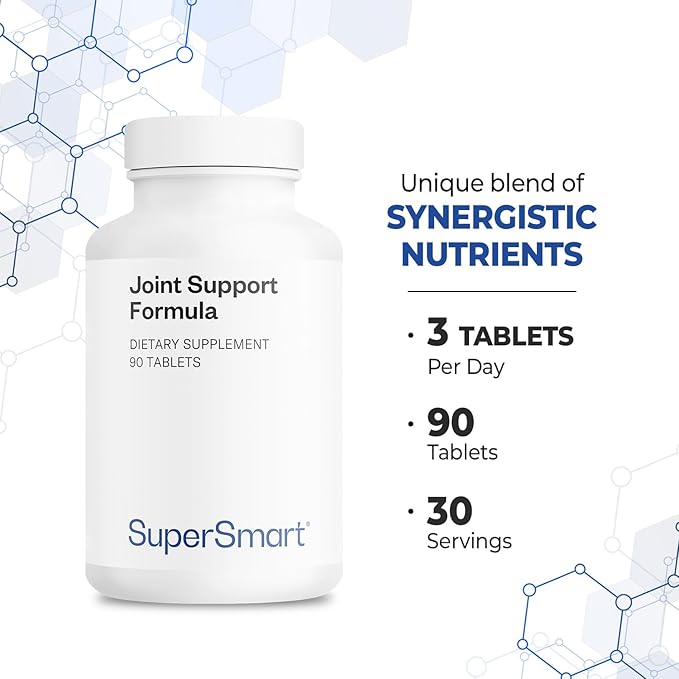 Supersmart - Joint Support Formula - with Glucosamine Chondroitin Hyaluronic Acid &amp MSM | Non-GMO &amp Gluten Free - 90 Tablets