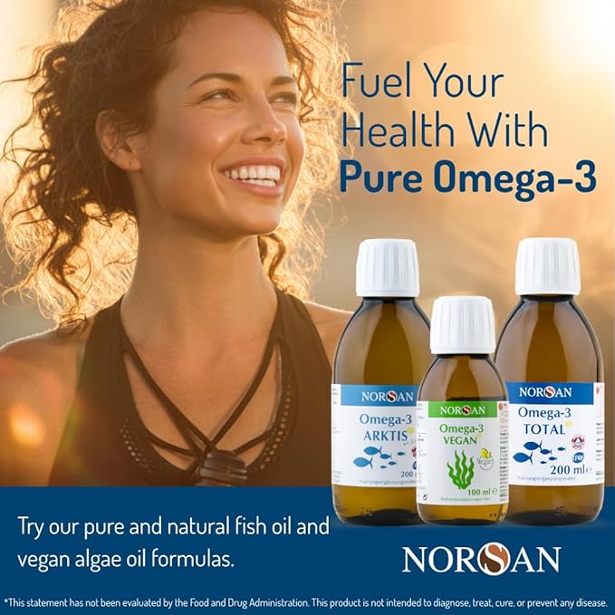 NORSAN Omega-3 Total Liquid Fish Oil – High-Dose 2000mg Omega-3 per Serving | Supports Heart Brain &amp Vision* | Friend of the Sea Certified | 6.8 fl oz Bottle (200ml)