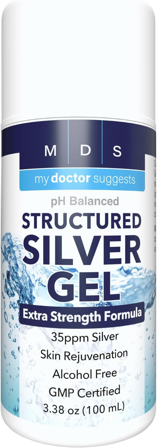 Structured Colloidal Silver Gel Extra Strength - Topical Cooling - pH Balanced 35ppm Structured Silver Provides Soothing Relief of Burns &amp Skin Irritations