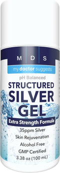 Structured Colloidal Silver Gel Extra Strength - Topical Cooling - pH Balanced 35ppm Structured Silver Provides Soothing Relief of Burns &amp Skin Irritations