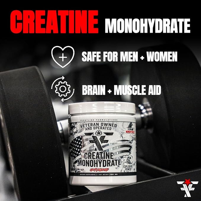 Creatine Monohydrate Promotes Lean Muscle Growth Unflavored Aids Muscle Recovery Post-Workout Supplement Veteren Owned and Operated (60 Servings Creatine Monohydrate)