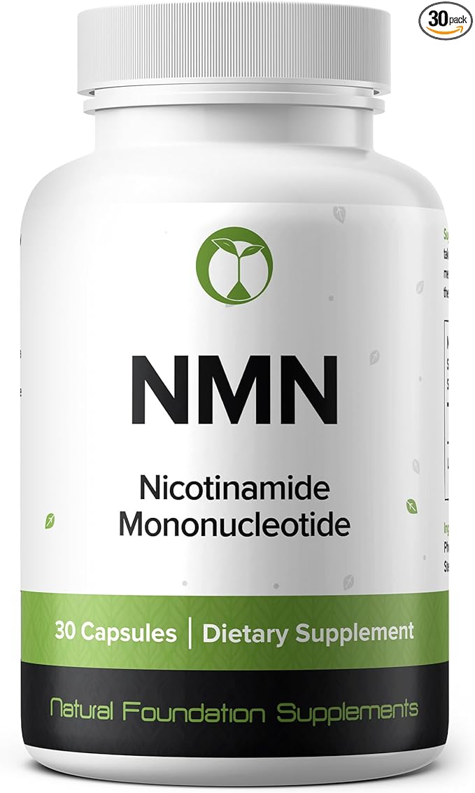 NMN 500mg Capsules 99.3% Purity | Nicotinamide Mononucleotide 30 Servings | Supports DNA Repair &amp Cognitive Function | Vegetarian Friendly Gluten Free Non-GMO 3rd Party Tested (30 Capsules NMN)