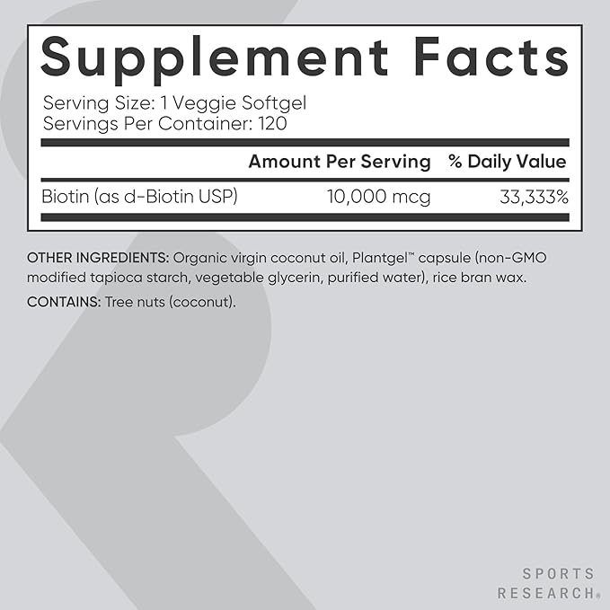 Sports Research® Dissolve to Absorb Pack - 10000mcg Biotin (Vitamin B7) with Organic Coconut Oil + Digestive Enzymes with Probiotics &amp Ginger