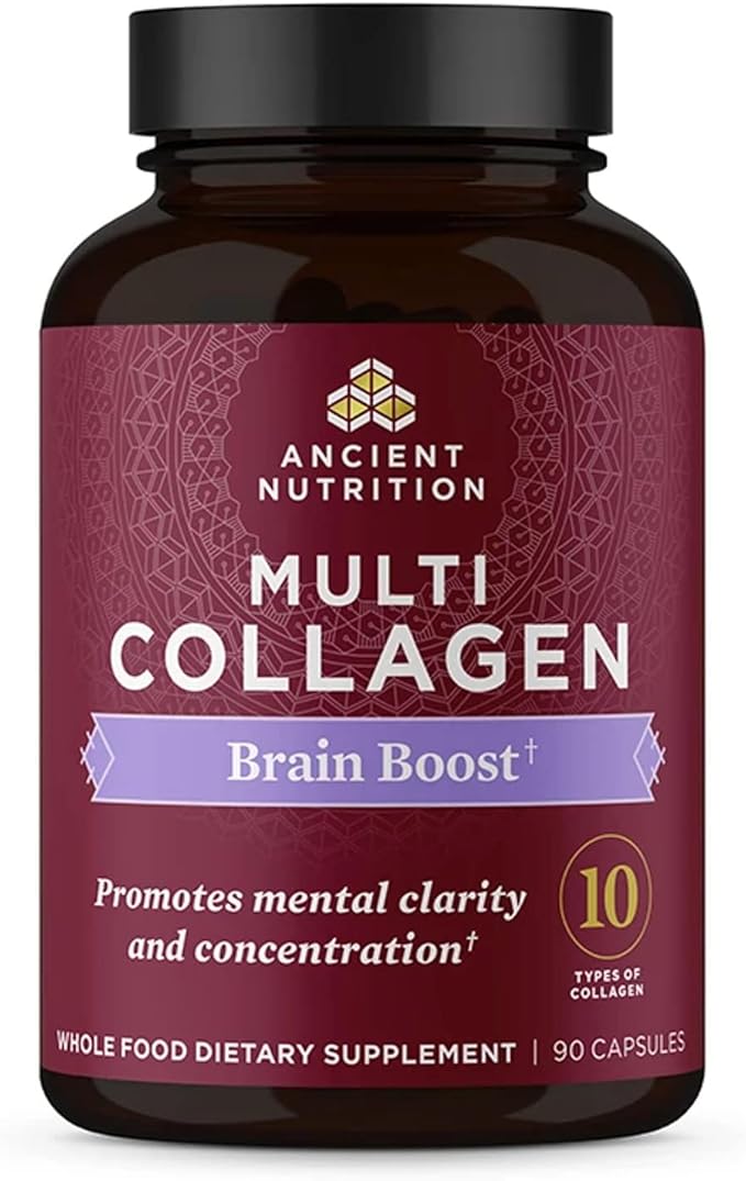 Ancient Nutrition Collagen Protein Brain Boost Collagen Protein Capsules Brain Supplement for Reduced Joint Discomfort Healthy Skin and Nails 90 ct