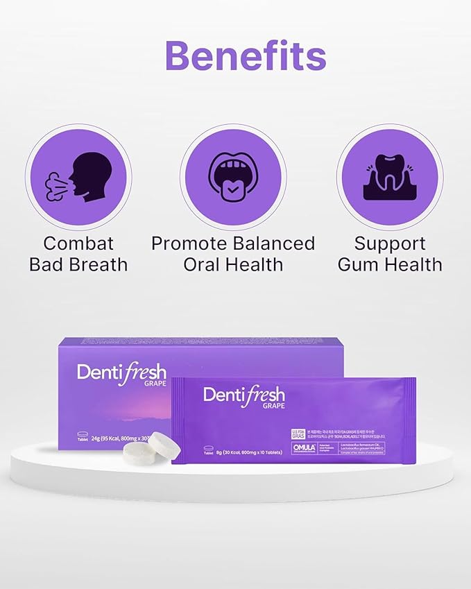 K-Nutra Dentifresh Grape Xylitol Tablets 30 Count + Daily Synbiotic+ 30 Capsules Bundle with 4 Billion CFU Oral Probiotics and 100 Billion CFU Gut Support Formula