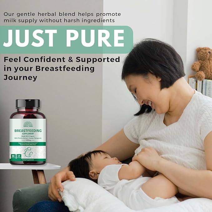 Breastfeeding Supplement - Support Increase Milk Supply with Fenugreek Fennel and Milk Thistle - Lactation Support Supplements for Supports Healthy Breast Milk Production 90 Capsules
