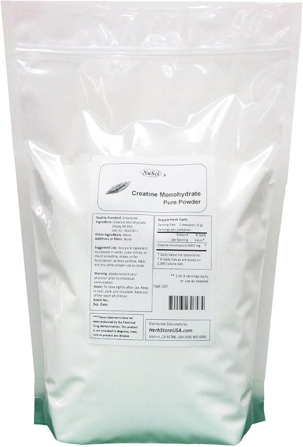 Pure Creatine Monohydrate Crystalline Powder 80 mesh 2270 Grams (5.0 lb)