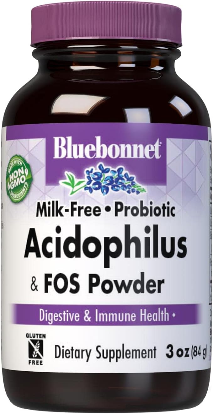 Bluebonnet Probiotic Acidophilus Plus FOS Powder 3 Ounce