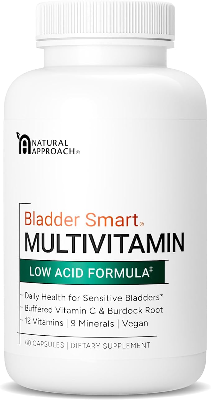 Low-Acid Multivitamin for Sensitive Bladders | 12 Vitamins &amp 9 Minerals | Buffered Vitamin C &amp Burdock Root | USA Manufactured | 60 Capsules