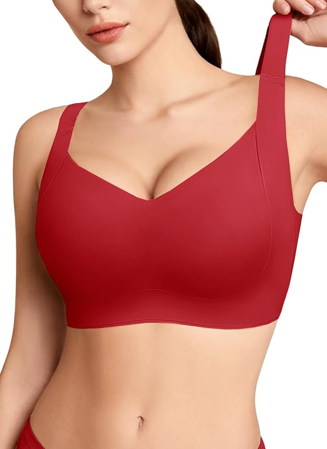 REALWILL Women Everyday Comfortable Wireless Bra Supportive Push Up Minimizer Bras Full Coverage Soft Seamless Tshirt Bras