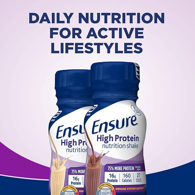 Ensure High Protein Milk Chocolate Nutrition Shake Ready to Drink 16g Protein and 27 Vitamins and Minerals 8 fl oz 24 Pack