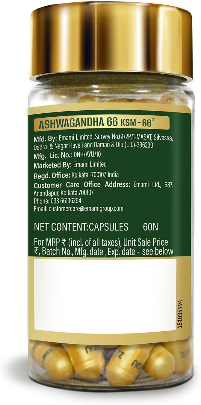 Zandu Ashwagandha 66 (KSM-66®) (600 mg) Clinically Proven 100% Root Extract for Maximum Potency