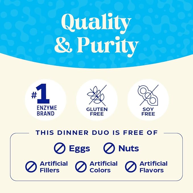 Enzymedica Dinner Duo Dairy Control – Digestive Enzymes &amp Probiotics 30 Daily Servings – Dairy &amp Lactose Digestion Support Bloating &amp Gas Relief