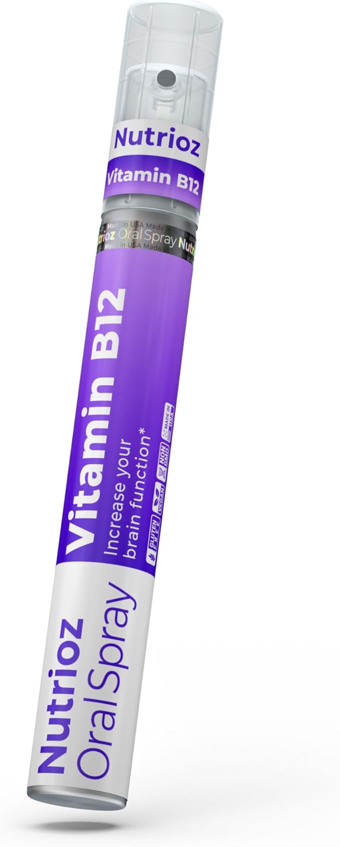 Vitamin B12 Oral Spray with Folate (B9) &amp Vitamin B6 Methylcobalamin Liquid B12 Supplement Vegan Gluten Free Non-GMO Orange &amp Peppermint Flavor 14.4 ml