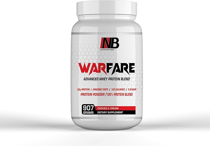Warfare 2 lbs Advanced Whey Protein Blend 22g Protein per Serving Amazing Flavors (2 lbs Cookies and Cream)