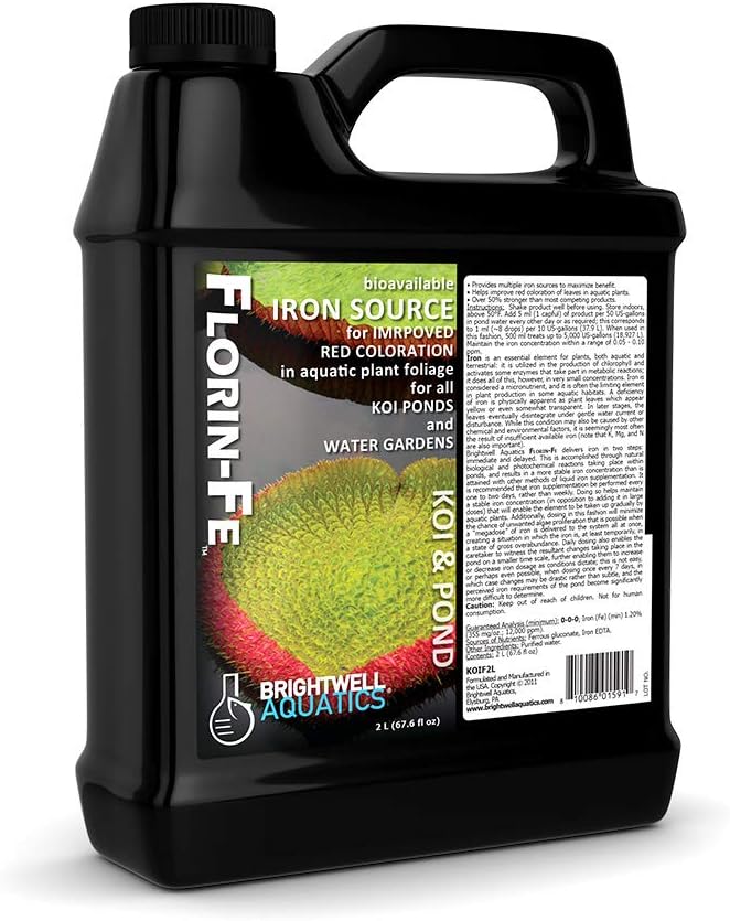Brightwell Aquatics Florin Fe - Iron Supplement for Red and Green Coloration of Pond Aquatic Plants 2 Liter