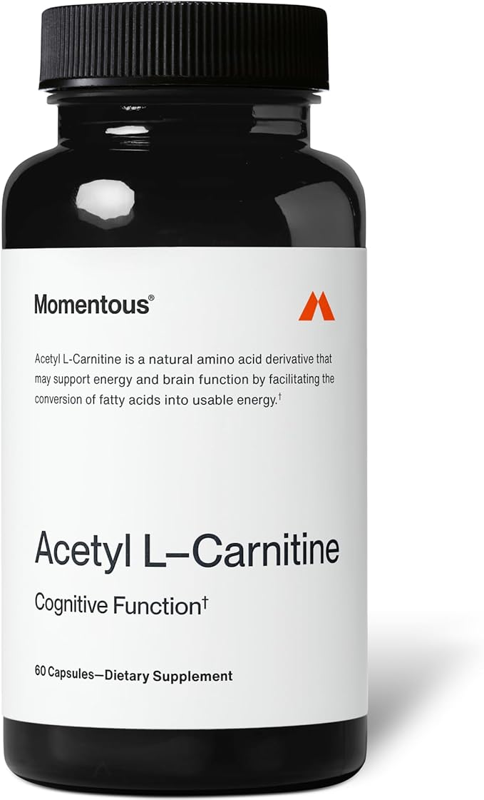 Momentous Acetyl L-Carnitine Brain Function &amp Cognitive Support Supplement Boosts Mental Clarity &amp Energy Production NSF Certified for Sport 500 mg 60 Servings