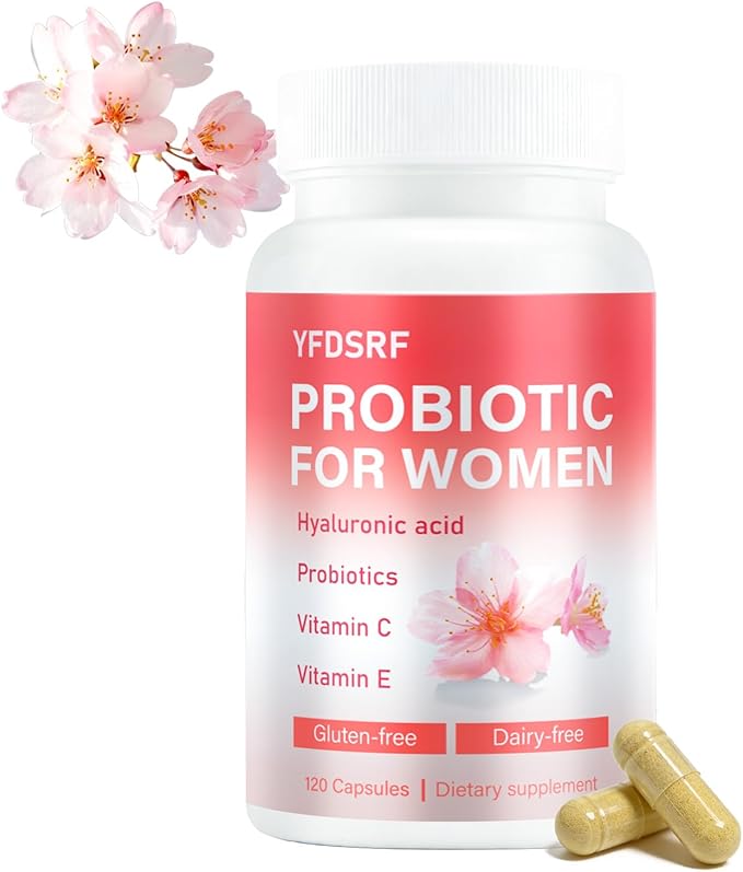 Women's Daily Probiotic Supplement with Prebiotics Multi Collagen Peptides Hyaluronic Acid and Vitamin C 120 Capsules (Unflavored)