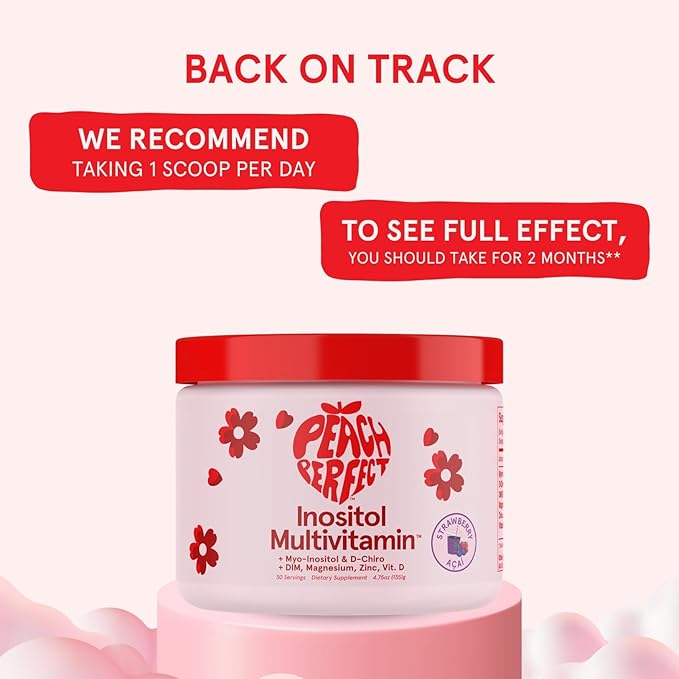 Peach Perfect Inositol Powder Multivitamin Strawberry Acai Flavor – 3 – Supports Women’s Health 30 SVG
