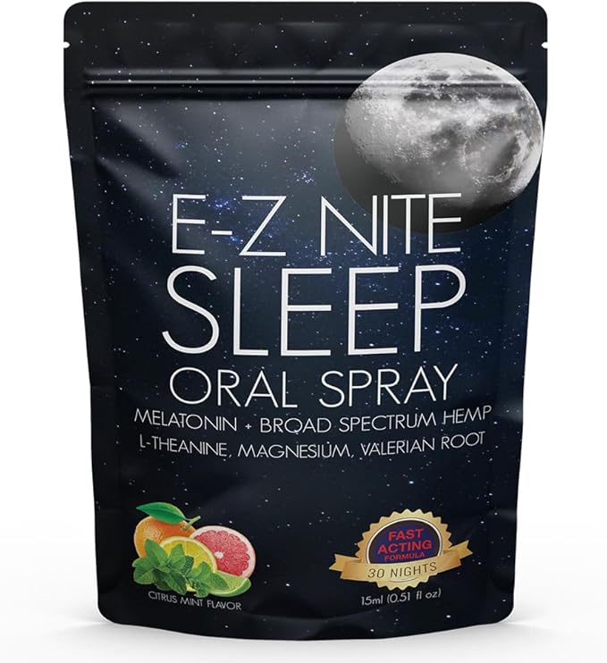 Hemp Sleep Spray with Melatonin L-Theanine Valerian Root Magnesium | Fast Acting Non-Habit Forming Non-GMO Gluten Free Natural Sleep Aid