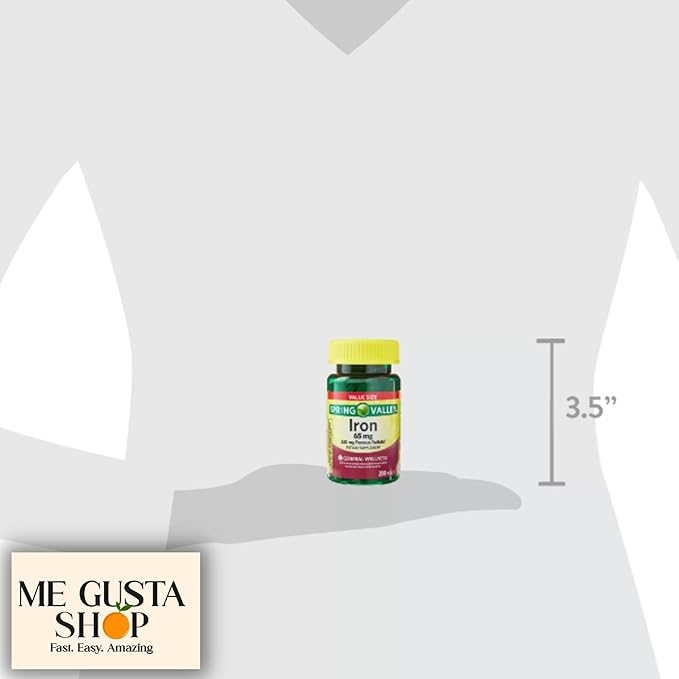 Spring Valley Iron Tablets Dietary Supplement Value Size 65 mg 200 Count (Pack 02) 400 Total Includes Pill Organizer