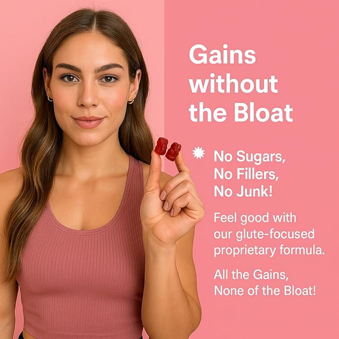 Booty Gummies - Booty &amp Glute Builder - Creatine Gummies with Collagen for Women | Sugar-Free | glute and Glow Berry Kiss Flavor