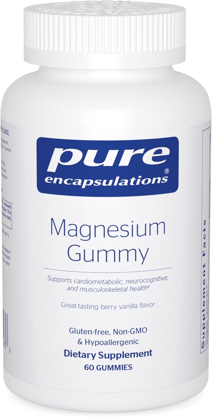 Pure Encapsulations Magnesium Gummy - Magnesium Citrate - Supports Heart Health &amp Relaxation* - for Children &amp Adults - Vegan &amp &lt0.5g Sugar per Gummy - 60 Gummies